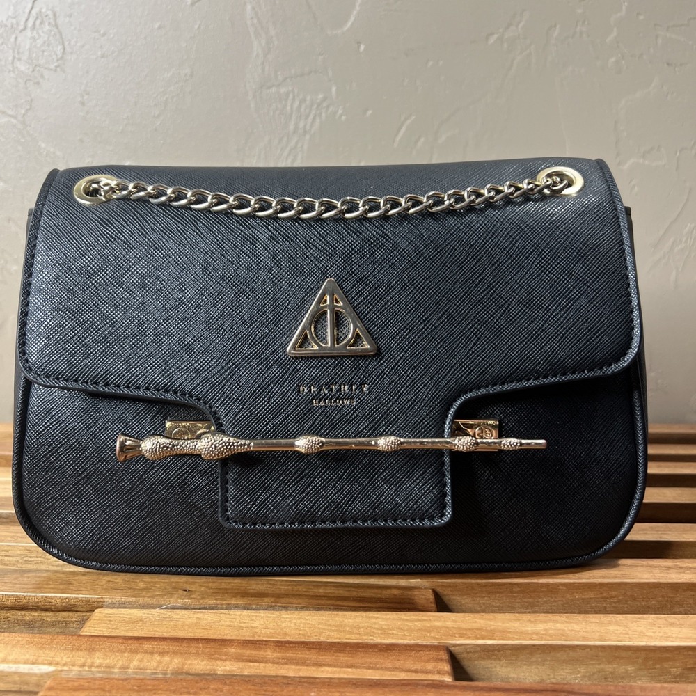 Loungefly Harry Potter Deathly Hallows Crossbody Bag Purse Black Elder Wand